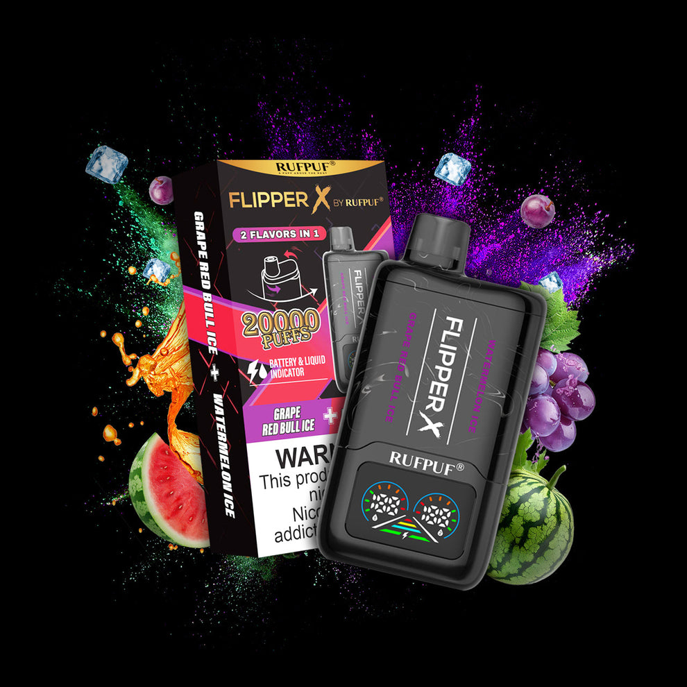 RUFPUF Flipper X 20000 Puffs Disposable Vape – Grape Red Bull Ice + Watermelon Ice