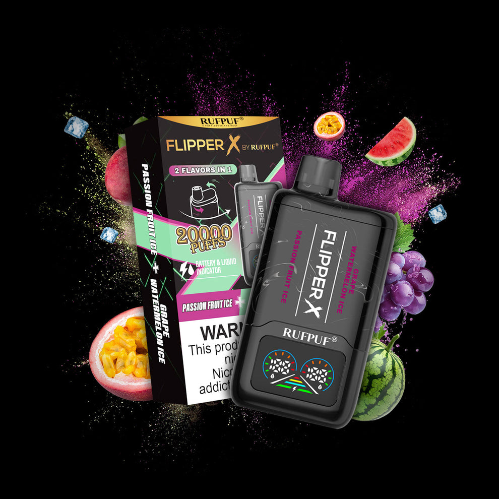 RUFPUF Flipper X 20000 Puffs Disposable Vape – Passion Fruit Ice + Grape Watermelon Ice