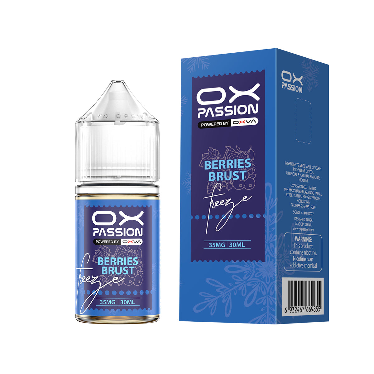 OX Passion by OXVA - Berries Brust Freeze – Premium Nicotine Salt E-Liquid (30ML)