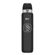 Black vape device with digital display on a white background