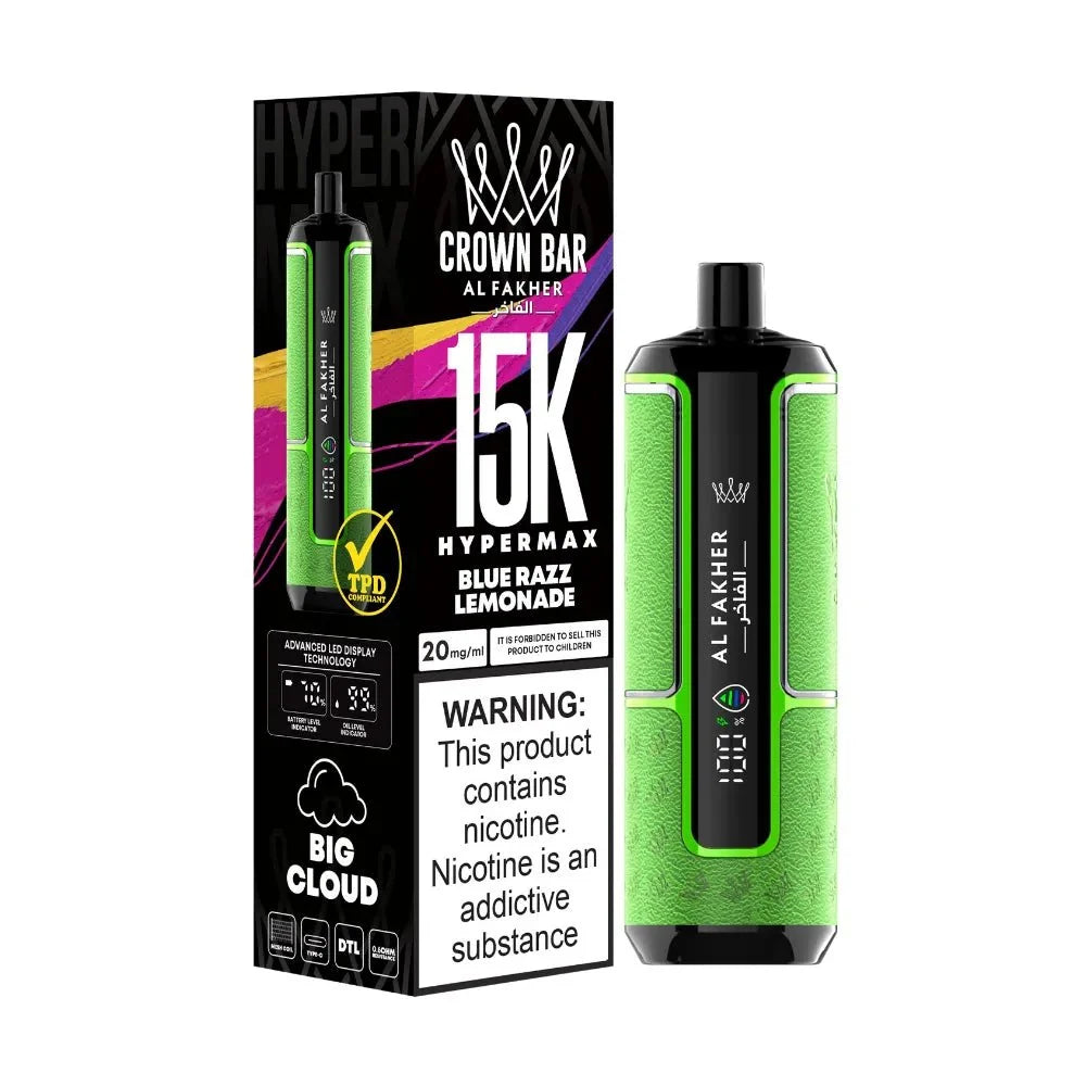 AL FAKHER CROWN BAR DISPOSIBLE HYPER MAX 15K Puffs (MIX) At best Price In Pakistan