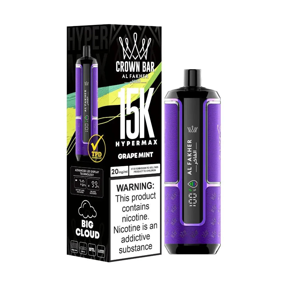 AL FAKHER CROWN BAR DISPOSIBLE HYPER MAX 15K Puffs (MIX) At best Price In Pakistan