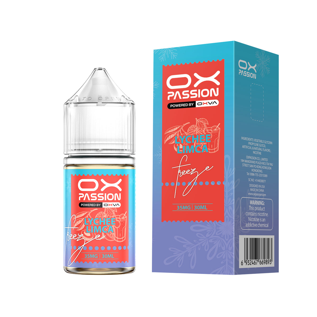 OX Passion by OXVA - Lychee Limca Freeze – Premium Nicotine Salt E-Liquid (30ML)