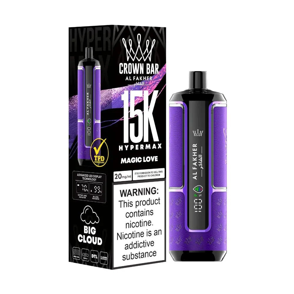 AL FAKHER CROWN BAR DISPOSIBLE HYPER MAX 15K Puffs (MIX) At best Price In Pakistan